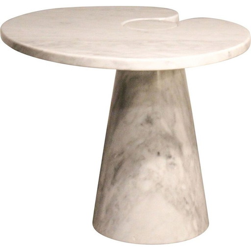 Paire de tables d'appoint vintage en marbre blanc de Carrare dans le style Angelo Mangiarotti, 1970