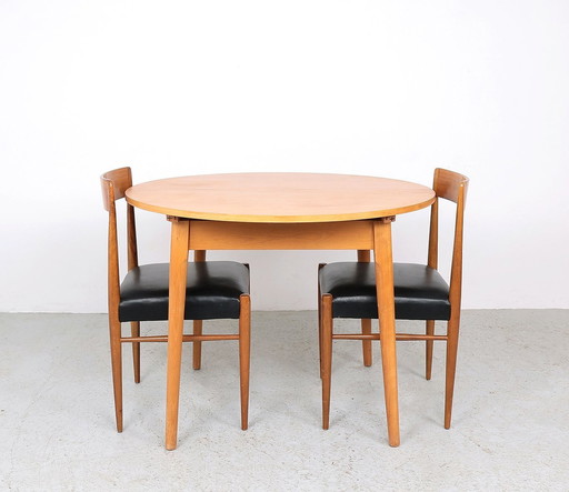 Table de salle à manger ronde extensible, 1950S