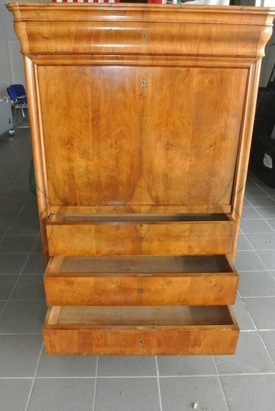 Image 1 of Biedermeier secrétaire, noyer, milieu du 19e Siècle.