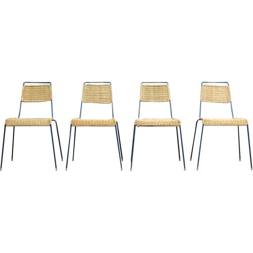 Ensemble de 4 chaises empilables vintage de Paul Schneider Esleben pour Wilde et Spieth, Allemagne 1950