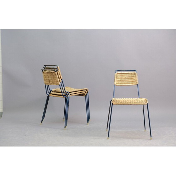 Image 1 of Ensemble de 4 chaises empilables vintage de Paul Schneider Esleben pour Wilde et Spieth, Allemagne 1950