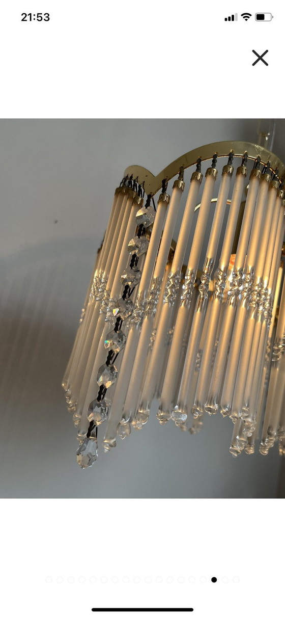 Image 1 of 4-Bow Art Deco Style Suspension Lamp Rod Chandelier 80's