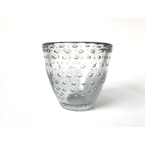 Image 1 of Vase vintage en cristal bullé pour Daum, France 1930