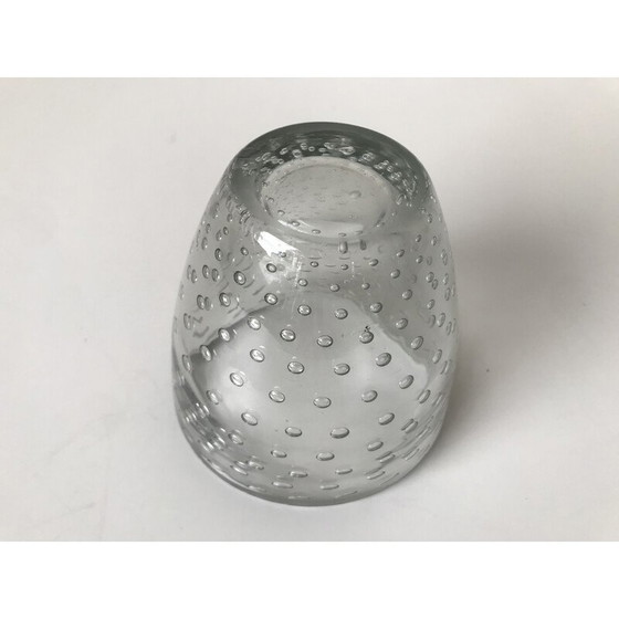 Image 1 of Vase vintage en cristal bullé pour Daum, France 1930