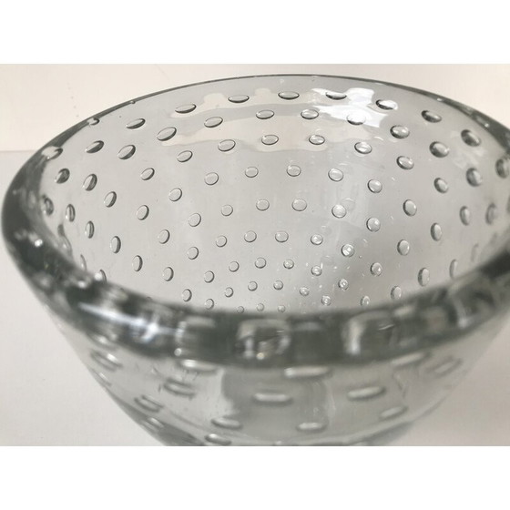 Image 1 of Vase vintage en cristal bullé pour Daum, France 1930