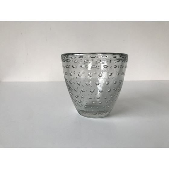 Image 1 of Vase vintage en cristal bullé pour Daum, France 1930