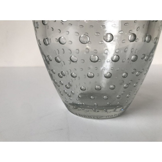Image 1 of Vase vintage en cristal bullé pour Daum, France 1930