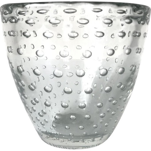 Vase vintage en cristal bullé pour Daum, France 1930