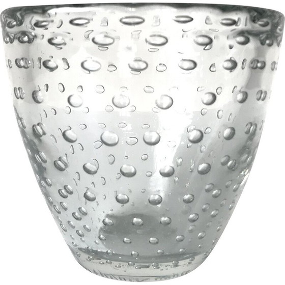 Image 1 of Vase vintage en cristal bullé pour Daum, France 1930