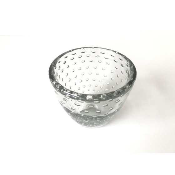 Image 1 of Vase vintage en cristal bullé pour Daum, France 1930