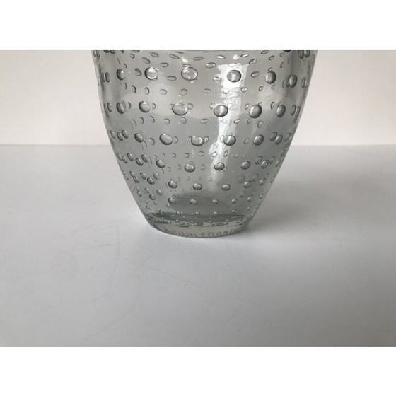 Image 1 of Vase vintage en cristal bullé pour Daum, France 1930