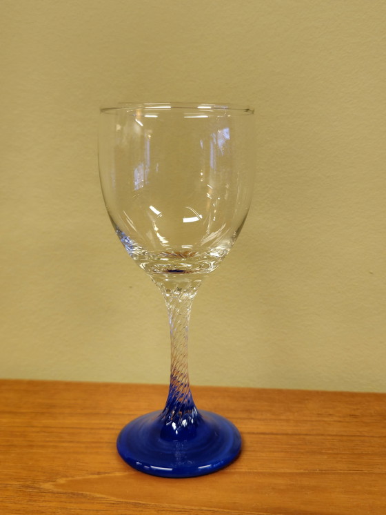 Image 1 of Set de 6 verres à vin vintage Verres à vin bleu