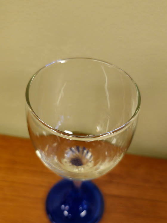 Image 1 of Set de 6 verres à vin vintage Verres à vin bleu