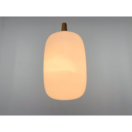 Image 1 of Suspension vintage en bois et verre pour Uluv, Tchécoslovaquie 1960