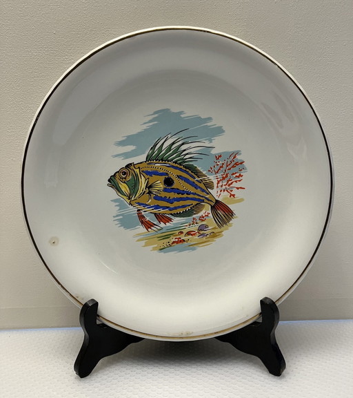 Assiette de Sarreguemines à décor de poissons - Vers 1920-1950