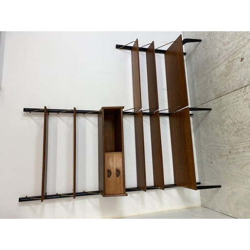 Meuble mural vintage en teck scandinave par Louis Van Teeffelen pour Wébé, années 1950
