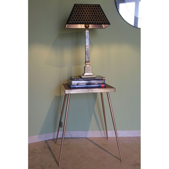 Image 1 of Table d'appoint vintage en bois recouverte de ciel, Italie 1950