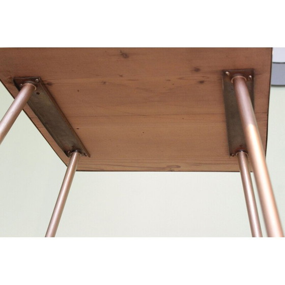 Image 1 of Table d'appoint vintage en bois recouverte de ciel, Italie 1950