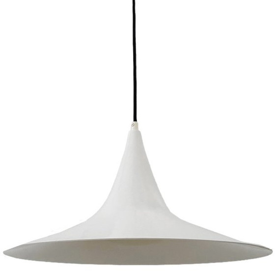 Image 1 of Lampe trompette vintage chapeau de sorcière métal blanc