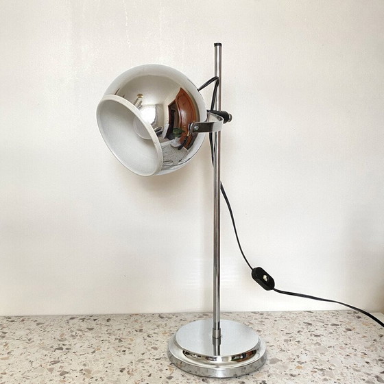 Image 1 of Lampe de bureau vintage Space Age en aluminium et chrome par Goffredo Reggiani pour Reggiani, Italie 1960