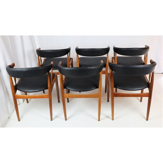 Image 1 of Ensemble de 6 chaises vintage en teck par Johannes Andersen pour Samcom, Danemark années 1960