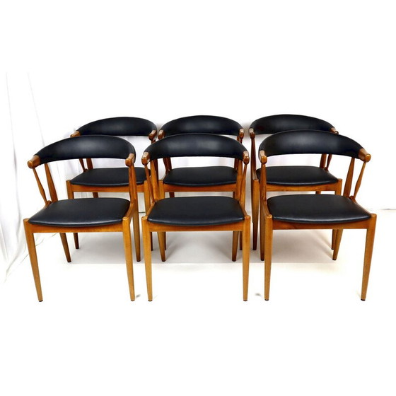 Image 1 of Ensemble de 6 chaises vintage en teck par Johannes Andersen pour Samcom, Danemark années 1960