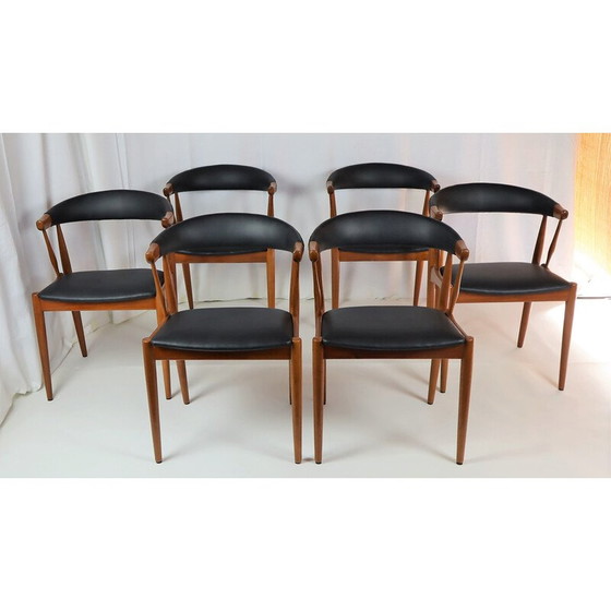 Image 1 of Ensemble de 6 chaises vintage en teck par Johannes Andersen pour Samcom, Danemark années 1960