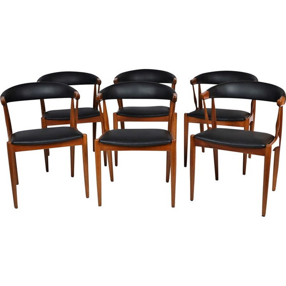 Image 1 of Ensemble de 6 chaises vintage en teck par Johannes Andersen pour Samcom, Danemark années 1960