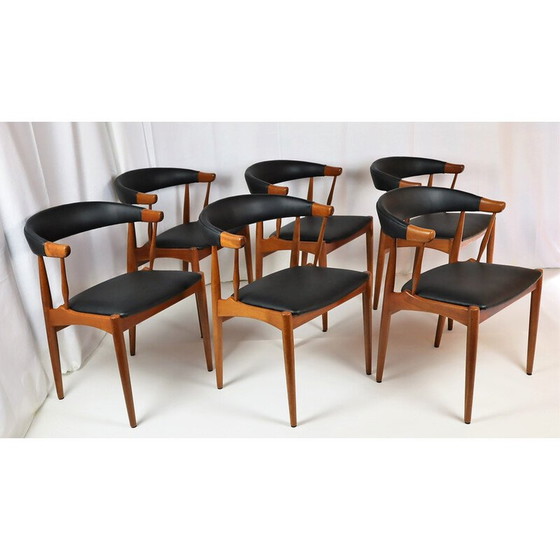 Image 1 of Ensemble de 6 chaises vintage en teck par Johannes Andersen pour Samcom, Danemark années 1960