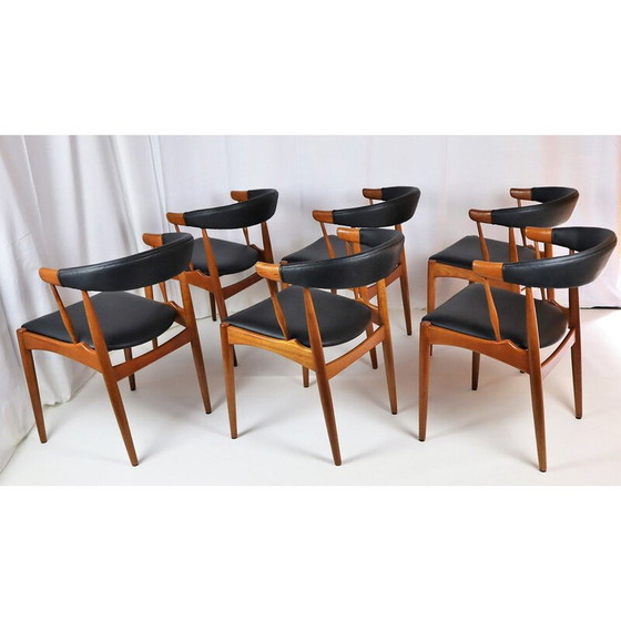 Image 1 of Ensemble de 6 chaises vintage en teck par Johannes Andersen pour Samcom, Danemark années 1960