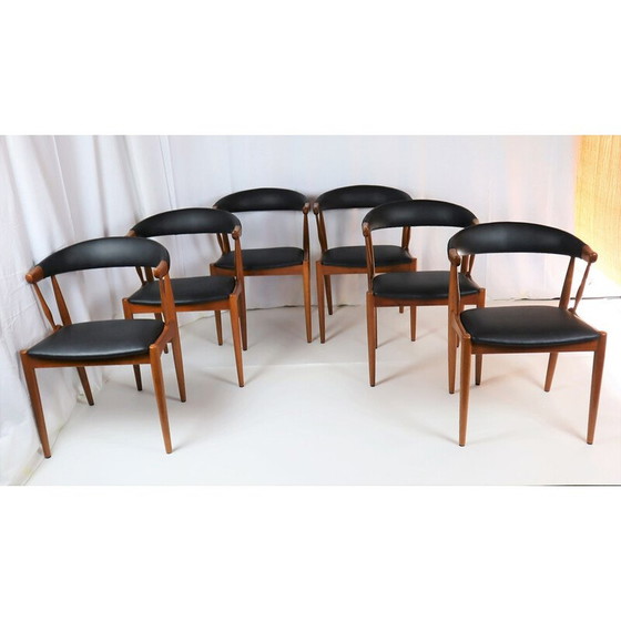Image 1 of Ensemble de 6 chaises vintage en teck par Johannes Andersen pour Samcom, Danemark années 1960
