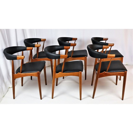 Image 1 of Ensemble de 6 chaises vintage en teck par Johannes Andersen pour Samcom, Danemark années 1960