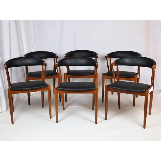 Image 1 of Ensemble de 6 chaises vintage en teck par Johannes Andersen pour Samcom, Danemark années 1960