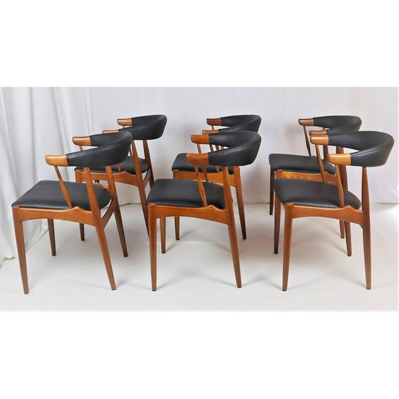 Image 1 of Ensemble de 6 chaises vintage en teck par Johannes Andersen pour Samcom, Danemark années 1960