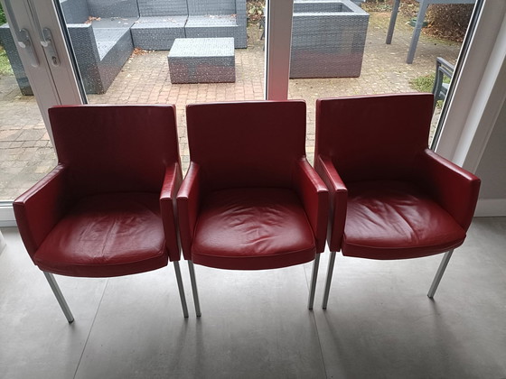 Image 1 of 6 chaises en cuir rouge