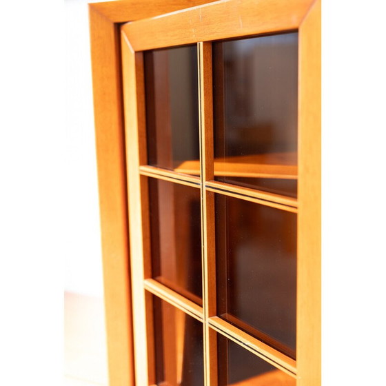 Image 1 of Meuble d'angle modulaire vintage en merisier avec portes vitrées et sculptées, 1970