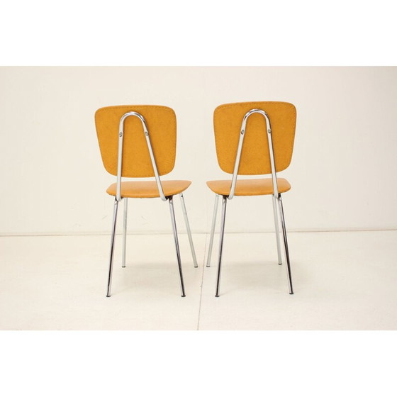 Image 1 of Ensemble de 4 chaises de salle à manger vintage en chrome et en similicuir, Tchécoslovaquie, années 1970