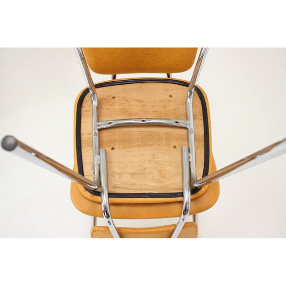 Image 1 of Ensemble de 4 chaises de salle à manger vintage en chrome et en similicuir, Tchécoslovaquie, années 1970