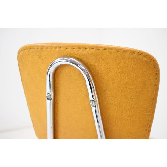 Image 1 of Ensemble de 4 chaises de salle à manger vintage en chrome et en similicuir, Tchécoslovaquie, années 1970