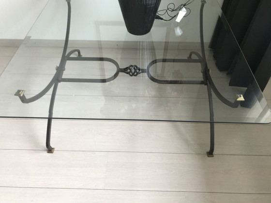 Image 1 of Table basse et table d'appoint vintage en fer forgé fait main