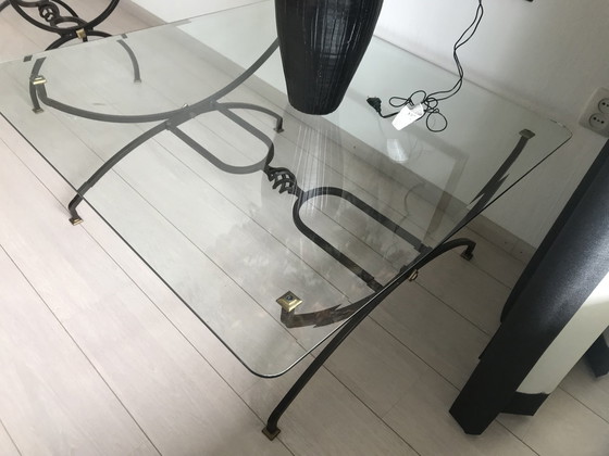 Image 1 of Table basse et table d'appoint vintage en fer forgé fait main