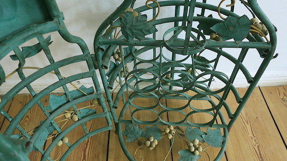 Image 1 of Porte-bouteilles en tôle peinte Mid Century Boho