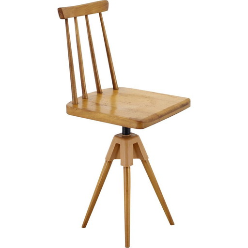 Chaise vintage en hêtre réglable en hauteur, Tchécoslovaquie 1970