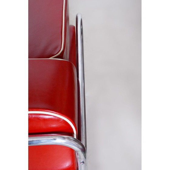 Image 1 of Canapé vintage Bauhaus en cuir et chrome par Robert Slezak, Tchécoslovaquie 1930