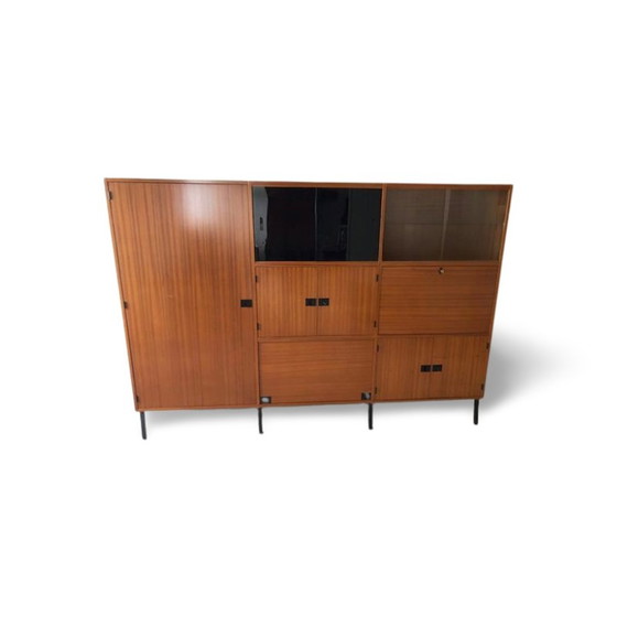Image 1 of Meuble vintage en teck et verre par René Jean Caillette
