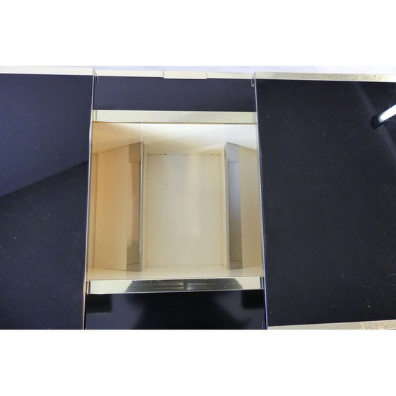 Image 1 of Table basse vintage en opaline noire et aluminium doré, Italie 1970