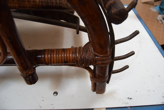 Image 1 of Rare chaise vintage en rotin et bambou avec ottoman d'Erich Dieckmann, 1930S