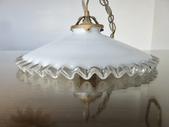 Image 1 of Suspension Art Déco En Verre Dentelé, France, Années 30