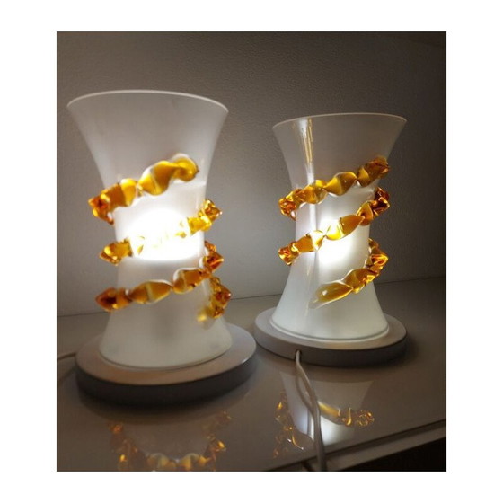 Image 1 of Paire de lampes vintage de Murano par Clessidra con Morise, Italie 1990