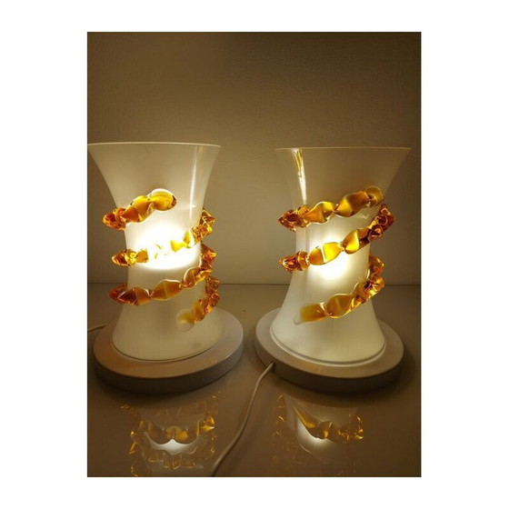 Image 1 of Paire de lampes vintage de Murano par Clessidra con Morise, Italie 1990